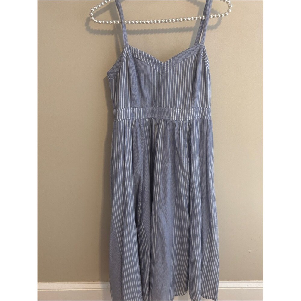 Lucky Brand Blue and White Striped Sundress midi size xs